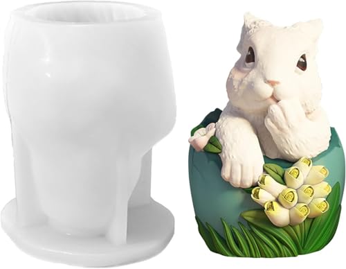 3D Osterhase Silikonform Kerzenhalter, Ostern Kaninchen Silikonformen Gießformen, Kaninchen Gießformen Silikon, Silikonform Hase, Silikonform Ostern für Schokolade, Seife, Ostergeschenke (B2) von GZWY