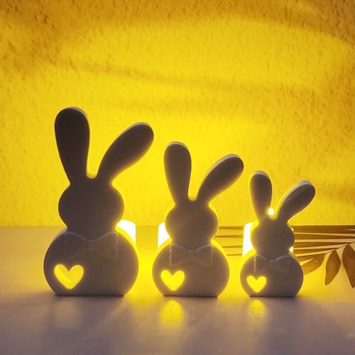 3D Osterhase Silikonform Kerzenhalter, Ostern Kaninchen Silikonformen Gießformen, Kaninchen Gießformen Silikon, Silikonform Hase, Silikonform Ostern für Schokolade, Seife, Ostergeschenke (F) von GZWY