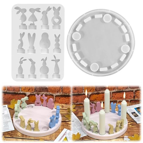 3D Osterhase Silikonform Kerzenhalter, Ostern Kaninchen Silikonformen Gießformen, Kaninchen Gießformen Silikon, Silikonform Hase, Silikonform Ostern für Schokolade, Seife, Ostergeschenke (K) von GZWY