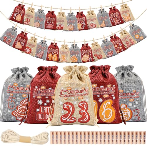 Adventskalender zum Befüllen,2024 Adventskalender Selbst Befüllen Stoff,24 DIY Adventskalender Säckchen mit Zahlen, Juteschnur und Holz Klammern,Weihnachtsdeko Geschenktüten zum Basteln für Kinder (A) Adventskalender zum Befüllen,2024 Adventskalender Selbst Befüllen Stoff,24 DIY Adventskalender Säckchen mit Zahlen, Juteschnur und Holz Klammern,Weihnachtsdeko Geschenktüten zum Basteln für Kinder (A) von GZWY