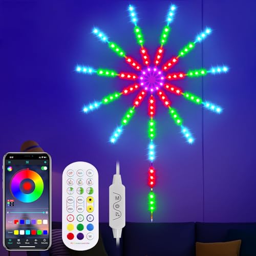 Bluetooth Feuerwerk LED Lichterkette,Feuerwerk LED Streifen Weihnachten Lichterkette mit Fernbedienung & App-Steuerung Soundsteuerungs Innen Lichterketten für Weihnachten Party Zimmer Deko (94 Licht) Bluetooth Feuerwerk LED Lichterkette,Feuerwerk LED Streifen Weihnachten Lichterkette mit Fernbedienung & App-Steuerung Soundsteuerungs Innen Lichterketten für Weihnachten Party Zimmer Deko (94 Licht) von GZWY