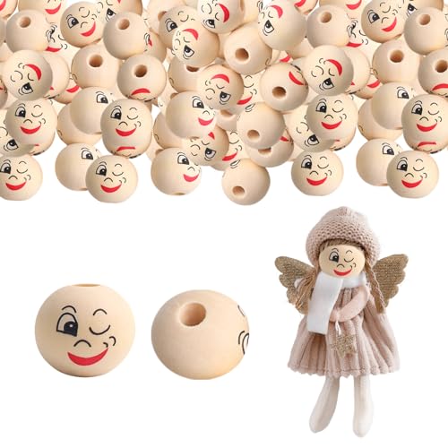 GZWY Holzperlen mit Gesicht 20mm, 50 Weihnachten Deko Schneemann Gesicht Holzperlen, Holzköpfe mit Gesicht, Holzperlen Rund, Natürliches Gesicht Holzperlen, Weihnachts Holzperlen für Weihnachtsdeko GZWY Holzperlen mit Gesicht 20mm, 50 Weihnachten Deko Schneemann Gesicht Holzperlen, Holzköpfe mit Gesicht, Holzperlen Rund, Natürliches Gesicht Holzperlen, Weihnachts Holzperlen für Weihnachtsdeko von GZWY
