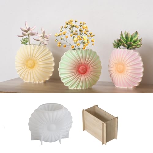 Gießformen Silikon Sonnenblume Vase, Silikonformen Gießformen Blumenvasen Kerzenform zum Gieben Silikonform Glückstüte Vase Giessformen Silikon für DIY Dekoration Heimdekoration (Sonnenblume) von GZWY