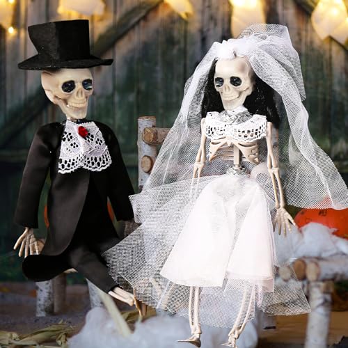 Halloween Deko Skelett 30cm Halloween Skelett Deko Gruselig Braut und Bräutigam Hängende Skelett Deko aus Kunststoff, Halloween Tischdeko Halloween Dekoration für Outdoor Garden Spukhaus Party Halloween Deko Skelett 30cm Halloween Skelett Deko Gruselig Braut und Bräutigam Hängende Skelett Deko aus Kunststoff, Halloween Tischdeko Halloween Dekoration für Outdoor Garden Spukhaus Party von GZWY