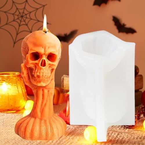 Kerzenformen Totenkopf Zum Gießen Halloween Kerzenform Silikon Kerzenformen Hand Hält Schädel Kerzenform Silikonform Skelett Silikonformen Gießformen für Halloween Deko, Geschenke Duftkerzen von GZWY