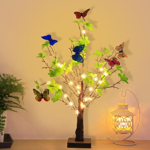 LED Baum Lichter 42 Warmweiß LEDs mit Blättern, Frühlingsdeko Lichterbaum Künstlichen Baum Zimmer Deko Indirekte Beleuchtung USB/Batteriebetrieben, Lichterkette Innen Lampe für Deko Wohnzimmer (B) LED Baum Lichter 42 Warmweiß LEDs mit Blättern, Frühlingsdeko Lichterbaum Künstlichen Baum Zimmer Deko Indirekte Beleuchtung USB/Batteriebetrieben, Lichterkette Innen Lampe für Deko Wohnzimmer (B) von GZWY