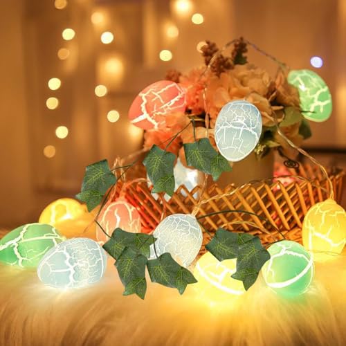 Lichterkette Ostern, 1.5M 10LED Osterdeko für Draußen 3D Crack Ostereier Lichterkette Innen,Led Osterbeleuchtung Eier Lichterkette Dekoration Ostern Deko für Zuhause Innen Außen Frühlingsdeko (20 LED) von GZWY