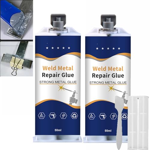 Metal Glue - Weld Metal Repair Glue, Metallkleber Extra Stark, Sekundenkleber Wasserfest, Flüssigmetall Kleber, Metallkleber Hitzebeständig, Metall Reparatur Paste Reparatur Mittel (2 Stück) von GZWY