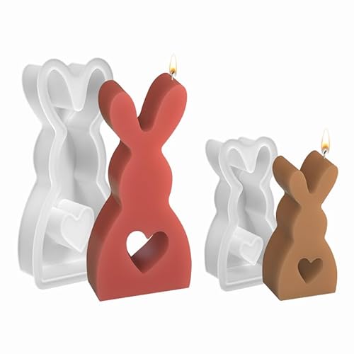 Ostern Kaninchen Kerzenform Silikon Osterhasen Silikonformen Gießformen 3D Gießform Tier Epoxidharz Kerzenformen zum Gießen für DIY Seife, Kerzen, Ostergeschenke (S+L) von GZWY