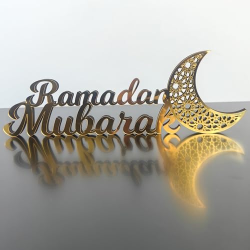 Ramadan Deko, Ramadan Freistehende Dekoration, Eid Mubarek Tischschild Dekoration,Moscheen Eid Dekoration,Islamisches Ramadan Mubarak Dekoration Tischschild für Ramadan Tischdeko Ramadan Geschenke (A) von GZWY