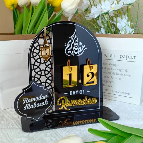 Ramadan Kalender, Eid Mubarak Dekoration DIY Ramadan Dekoration Aus Holz, Ramadan Kalender Kinder, Countdown-kalender Ornament Gebet Ramadan Mubarak Deko Wohnzimmer Ramadan Geschenke für Kinder von GZWY