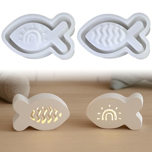 Silikonform Fisch, Silikonformen Gießformen Fisch, Gießformen Silikon Fischen mit Regenbogen Gips Zum Gießen, Gießform Weihnachten Gipsformen zum Gießen Giessformen Silikon für DIY Kerzen (C) von GZWY
