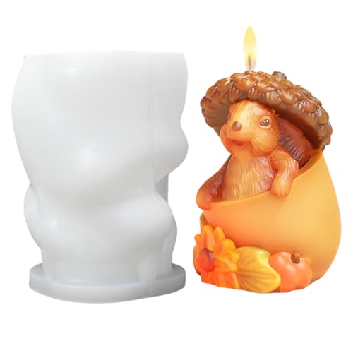 Silikonform Herbst Eichhörnchen, Gießformen Silikon Eichhörnchen Kerzenformen Zum Gießen Silikonformen Gießformen Herbst Gipsformen Zum Gießen Kerzenformen Silikon für Herbstdeko (A) von GZWY