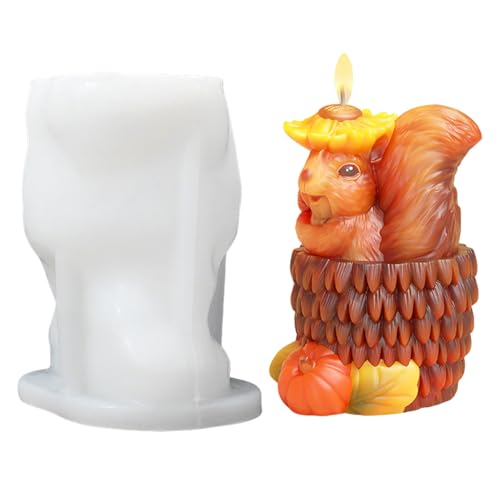 Silikonform Herbst Eichhörnchen, Gießformen Silikon Eichhörnchen Kerzenformen Zum Gießen Silikonformen Gießformen Herbst Gipsformen Zum Gießen Kerzenformen Silikon für Herbstdeko (B) von GZWY