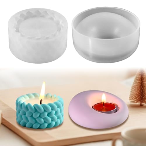 Silikonform Kerzenhalter, Silikonformen Gießformen Kerzenhalter Gipsformen zum Gießen Kerzen Blumentopf Gießformen Silikon Teelichthalter Giessformen Silikon für DIY Beton, Gips, Epoxidharz (C) von GZWY