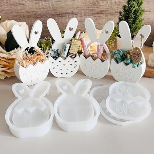 Silikonform Ostern, 4 Stück Silikonformen Gießformen Ostern, Gießformen Silikon Ostern Osterei Silikonform Hase Kerzenformen Zum Gießen Gießform Hase Frühling für DIY Osterdeko (A) von GZWY
