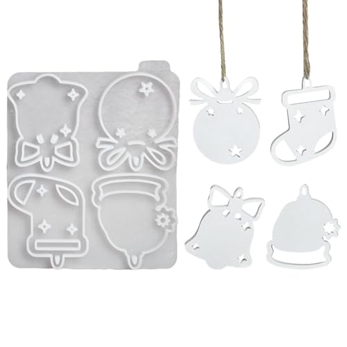 Silikonform Weihnachten Anhänger, 4 Stück Silikonformen Gießformen Weihnachten Gipsformen zum Gießen Gießformen Silikon Weihnachten Stern Weihnachtsbaum Anhänger für DIY Weihnachtsdeko (B) von GZWY