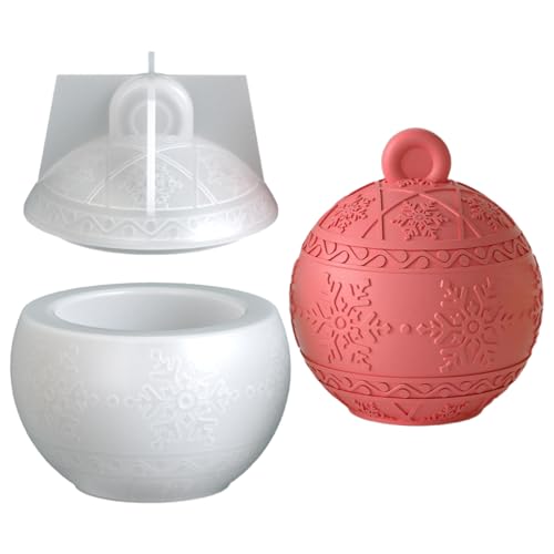 Silikonform Weihnachten Kerzenhalter, Silikonformen Gießformen Weihnachten Kerzenhalter mit Deckel Gipsformen Zum Gießen, Gießformen Silikon Weihnachten Silikonform Schneeflocke für DIY Weihnachtsdeko von GZWY