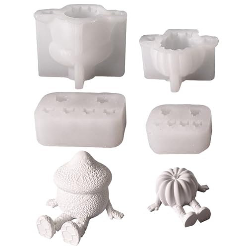 Silikonform Weihnachten Kleine Leute, 3D Pilz Kürbis Weihnachtsbaum Silikonformen Gießformen Weihnachten Gips zum Gießen Gießformen Silikon Weihnachten Kürbis Figuren für DIY Weihnachten Deko (D) von GZWY