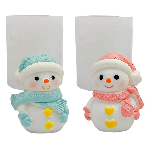 Silikonform Weihnachten Schneemann, 2 Stück Silikonformen Gießformen Weihnachten Gipsformen Zum Gießen Gießformen Silikon Weihnachten Schneemann Gießform Weihnachten für DIY Weihnachtsdeko (A) von GZWY