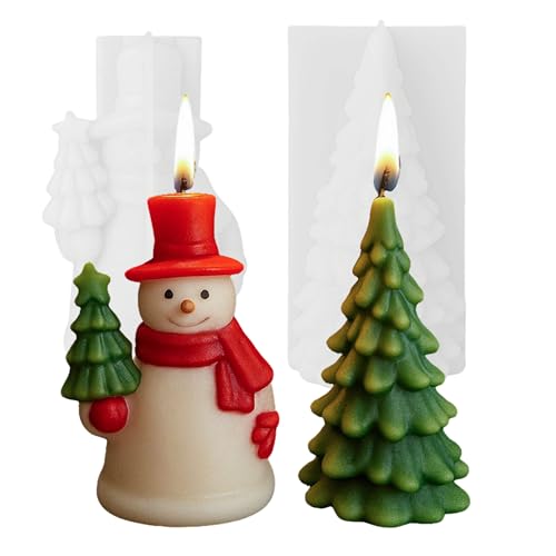 Silikonform Weihnachten Schneemann, Silikonformen Gießformen Weihnachten Gießformen Silikon Weihnachten Tannenbaum Gipsformen zum Gießen Silikonform Weihnachtsbaum für DIY Weihnachtsdeko (A) von GZWY