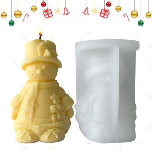 Silikonform Weihnachten Schneemann Kerzenform Silikon Weihnachten 3D Silikonformen Gießformen Silikon Kerzen Gießform DIY Weihnachtsmann Kerzenformen zum Gießen für Weihnachten Deko von GZWY
