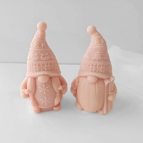 Silikonform Weihnachten Wichtel, 2 Stück Silikonformen Gießformen Weihnachten Kerzenformen zum Gießen Gießformen Silikon Weihnachten Silikonform Wichtel Gips Zum Gießen für DIY Weihnachtsdeko (B) von GZWY
