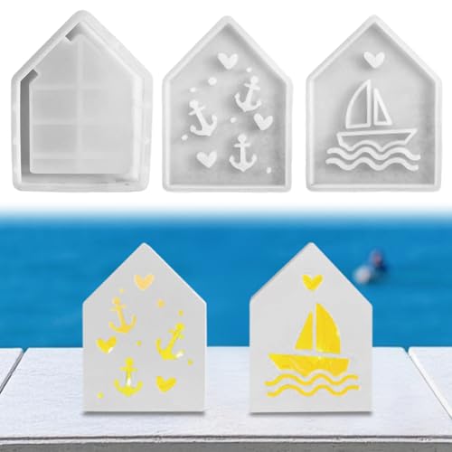 Silikonformen Gießformen, Gießformen Silikon Ostern Häuser Kerzenformen Zum Gießen Silikonform Leuchtturm Häuser, Silikonform Ostern Gießform Häuser Giessformen Silikon für DIY Kerzen (B) von GZWY