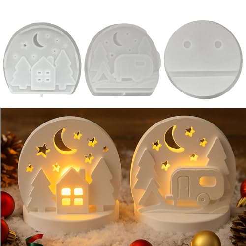 Silikonformen Gießformen Weihnachten, Gießformen Silikon Weihnachten Gipsformen zum Gießen, Häuser Silikonform Weihnachten Kerzenhalter mit Haus Baum Muster,Gießform Weihnachten für Weihnachtsdeko (A) Silikonformen Gießformen Weihnachten, Gießformen Silikon Weihnachten Gipsformen zum Gießen, Häuser Silikonform Weihnachten Kerzenhalter mit Haus Baum Muster,Gießform Weihnachten für Weihnachtsdeko (A) von GZWY