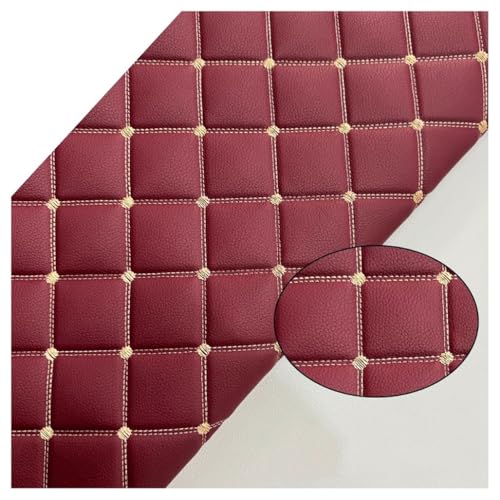 Kunstleder Gesteppt Kaschiert Meterware 160cm ×100cm, Leder Polsterstoff Stoff für Schrank Ledertasche Autositz Sofa Möbel Repara, Schwarz (rote Linie)(Wine red,1.6x1m) von GZXFEGZDCPH
