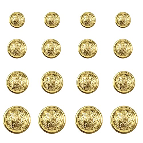 40 Stücke Gold Blazer Knöpfe Anzug Runde Form Metallknöpfe Uniform für Männer und Frauen (15mm 18mm 20mm 23mm im Durchmesser) von GZXYUAN