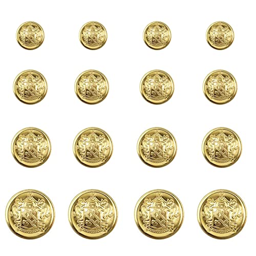 40 Stücke Gold Blazer Knöpfe Anzug Knöpfe Runde Form Metallknöpfe Uniform Knöpfe für Männer und Frauen (15mm 18mm 20mm 23mm im Durchmesser) von GZXYUAN
