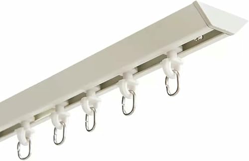 Deckenteiler Schienensystem, langlebig, mit Komplett-Set, Aluminium-Duschvorhang, Decken-Vorhangstange, Balkon-Stange, Erkerfenster, Terrasse, Schrank (Weiß, 214 cm) von GZYHDC