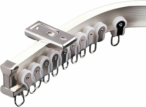 Deckenvorhangschiene, Krankenhaus-Aluminiumlegierung, weiß, biegbar, Vorhangschienengleiter, für Wohnzimmer/Schlafzimmer/Dusche/Wohnmobil, Deckenmontage/Wandhalterung (Wandhalterung, 4,6 m) von GZYHDC