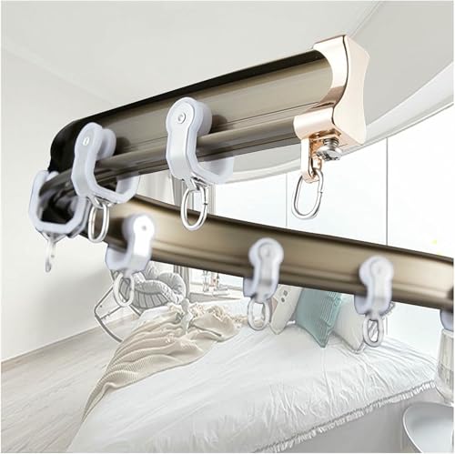 Deckenvorhangschiene, Krankenhaus-Aluminiumlegierung, weiß, biegbar, Vorhangschienengleiter, für Wohnzimmer/Schlafzimmer/Dusche/Wohnmobil, Deckenmontage/Wandhalterung (Wandhalterung, 4,6 m) von GZYHDC