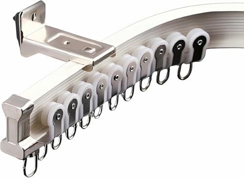 Deckenvorhangschiene aus Aluminiumlegierung, Weiß, Klappbar für Wohnzimmer, Schlafzimmer, Dusche, Wohnwagen, Wand- oder Deckenmontage (Wandmontage, 4,6 m) von GZYHDC