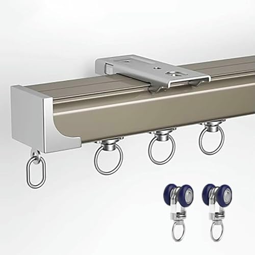 Deckenvorhangschienensystem mit Schieberegler, Vorhangschiene aus Metall, Raumteiler, Vorhangschienenhalterung für Dusche/Erkerfenster/Wohnmobil (1,3 m) von GZYHDC