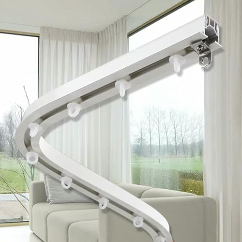 Duschvorhangschiene, flexibel und flexibel, Schienensystem für Wohnzimmer, L/U-Form, mit Deckenhalterung, Gardinenstange für Schlafzimmer/Wohnzimmer/Hotel Duschvorhangschiene, flexibel und flexibel, Schienensystem für Wohnzimmer, L/U-Form, mit Deckenhalterung, Gardinenstange für Schlafzimmer/Wohnzimmer/Hotel von GZYHDC