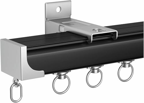 Schwerlast-gerade Gardinenschienen Set für Krankenhausdecke Einzelschienen, Silent Einzelschienen, Gardinenschienensystem Schwarz für Theaterkinos, für Fenster, 50 kg Belastung (Montage Schwerlast-gerade Gardinenschienen Set für Krankenhausdecke Einzelschienen, Silent Einzelschienen, Gardinenschienensystem Schwarz für Theaterkinos, für Fenster, 50 kg Belastung (Montage von GZYHDC