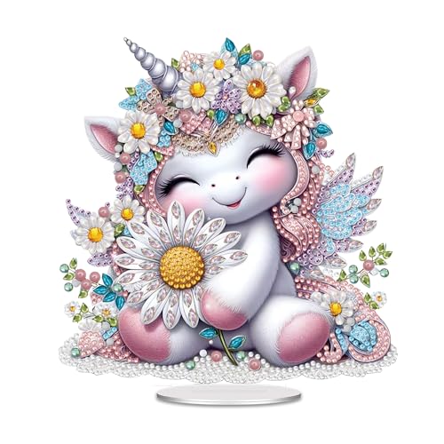 GZYYANG Diamant Painting Tischdeko, Diamond Painting Einhorn, 5D Diamond Painting Aufsteller, Geeignet für Anfänger, Erwachsene und Kinder von GZYYANG