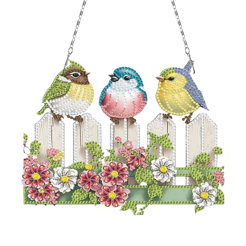 GZYYANG Diamond Painting Anhänger, 5D Diamond Painting Fensterbilder, Vogel Diamant Painting Bilder Kinder mit Kette, für Fenster Wand und Eingang Decor von GZYYANG