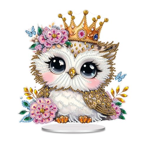 GZYYANG Diamond Painting Tischdeko, Eule Diamond Painting Kinder, 5D Diamant Painting Bilder Tischdeko for Beginners, Adults and Children von GZYYANG