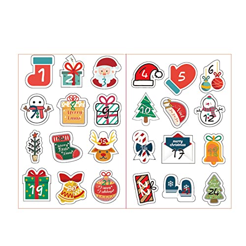 GZYshoyao 24 Adventskalender Zahlen, Aufkleber für, Weihnachten, Sticker, Nummern, Geschenkaufkleber, Befüllen (O, Einheitsgröße) von GZYshoyao