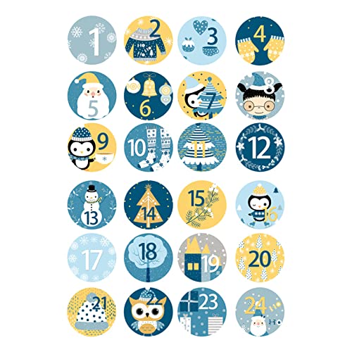 24 Adventskalender Zahlen,Aufkleber für Adventskalender, Aufkleber Weihnachten,Adventskalender Sticker,Nummern Aufkleber, Geschenkaufkleber Weihnachten, Adventskalender Befüllen (M, one size) von GZYshoyao