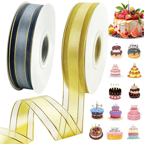 GZhaimai 2 Rollen 45 m Schleifenband, 25mm Geschenkband, Satinband für Geschenkverpackung, Geburtstag & Hochzeitsdekoration, mit Geburtstagsaufklebern GZhaimai 2 Rollen 45 m Schleifenband, 25mm Geschenkband, Satinband für Geschenkverpackung, Geburtstag & Hochzeitsdekoration, mit Geburtstagsaufklebern von GZhaimai