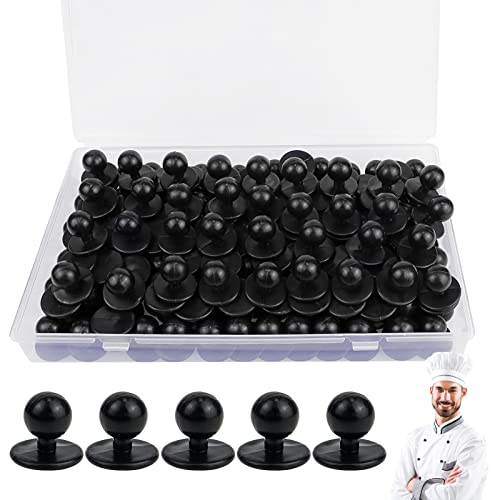 GZkushi 150 Stück Kugelknöpfe für Kochjacke, Kochknöpfe Schwarz Nylon für Alle Gängigen Kugelknopf-Kochjacken, mit Box, 11×18 mm von GZkushi