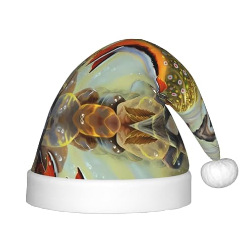 GaJher Brook Trout Fly Fishing Christmas Hat - Xmas New Year Headwear, Fun Headpieces for Holiday Parties for Halloween, Festival von GaJher