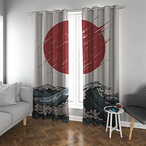 GaNkas Ukiya-Stil Roter Sonnenvorhang Raumverdunkelung Wärmeisolierter Vorhang Japanischer Anime-Vorhang für Kinder Ösen-Top-Fenstervorhang 2 Paneele H160xB135 GaNkas Ukiya-Stil Roter Sonnenvorhang Raumverdunkelung Wärmeisolierter Vorhang Japanischer Anime-Vorhang für Kinder Ösen-Top-Fenstervorhang 2 Paneele H160xB135 von GaNkas