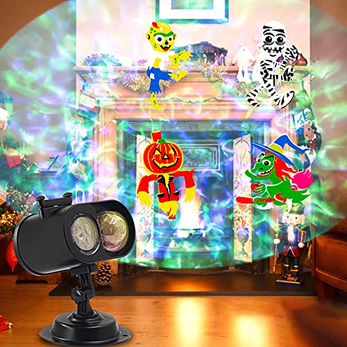 GaRcan Projektor Weihnachten Aussen LED Weihnachtsprojektor AußEn Mit 12 Folien Und 15 Farben Ocean Wave Halloween Projektionslampe Mit Fernbedienung FüR Weihnachten Geburtstag Party Hoch von GaRcan