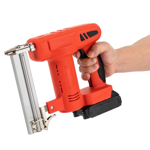 Kabellose Nagelpistole 26.3 * 22.5cm Akku-Nagelpistole Zwei Nagelmodi Schnurloses Design Nagelpistole mit Akku und Ladegerät, 2-in-1 Nagelpistole für Holzbearbeitung, Polstermöbel (Rot) von Gaabungky